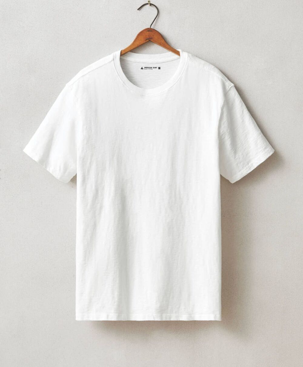 American Giant T-Shirt Mens Small White Slub Knit Short Sleeve Crew Tee Bone NEW